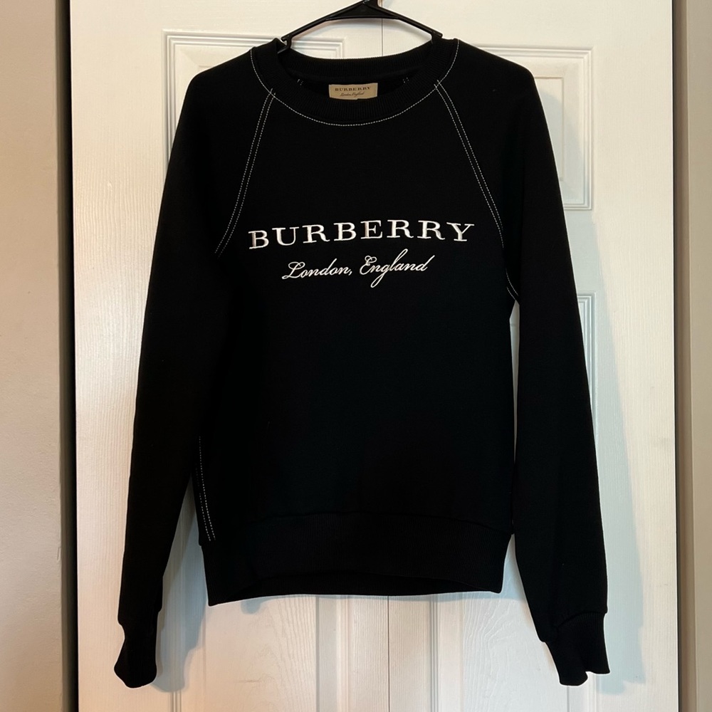 NEW Burberry Men’s Taydon Embroidered Logo long sleeve sweater /Black / Size:XS